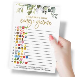 Printed Party Baby Shower Games for Boy or Girl – 4 Games and Activities, Botanical Greenery Theme, 30 Guests