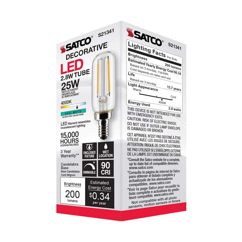 Satco S21341 2.8T6/LED/CL/940/120V/E12-6 Pack