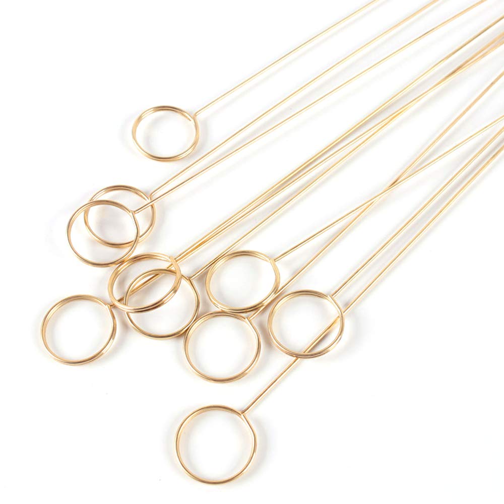 20 Pcs Metal Wire Floral Place Card Holder Pick 13 Inch Glod Photo Clip Memo for Wedding Birthday Baby Shower Party Favor, Round