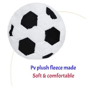 Cozy Plush Soccer Throw Pillow Soft Stuffed Sports Ball Shape Pillow Thick Round Back Cushion Sofa Room Car Decoration, 17.7 Inches