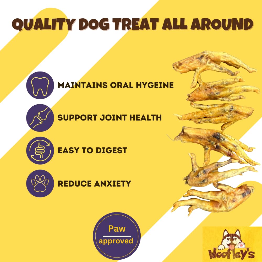 Woofley's Chicken Feet (60 Count) -Made in USA - Chicken Feet Dog Treats - Natural Dog Chews and Treats