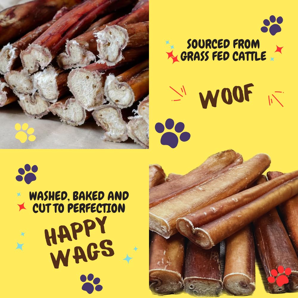 Woofley's 6" Jumbo Thick Buffalo Bully Sticks - (18 Count) - Bully Sticks for Dogs - Long Lasting Bully Stick Dog Chews