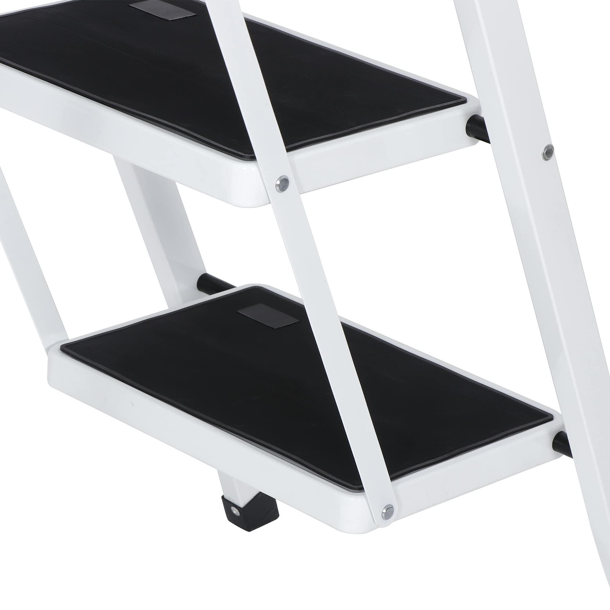 Smartxchoices 4 Step Ladder, Folding Step Stool with Handgrip Wide Anti-Slip Platform, Lightweight Steel Ladder,Portable Steel Step Stool for Kitchen Shop Household Office Business Closet,350 lbs