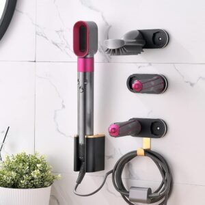 wall mount holder for dyson airwrap styler hair curling iron barrels and brushes, metal organizer storage rack, curling iron and accessories organizer rack, suitable for home bedroom bathroom