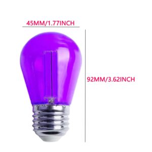 S14 Purple Replacement Light Bulbs 2W LED Edison Light Bulb Plastic Shatterproof Waterproof Decorative Purple Filament Halloween Bulbs E26 Base for Indoor Outdoor Patio String Light,15 Pack(Purple)