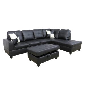 Beverly Fine Funiture mochitas Sectional, Black