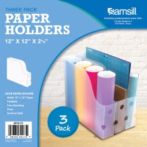 Samsill 12x12 Paper Storage, 3PK, Clear Magazine File Holder for Scrapbook Paper or Vinyl Storage