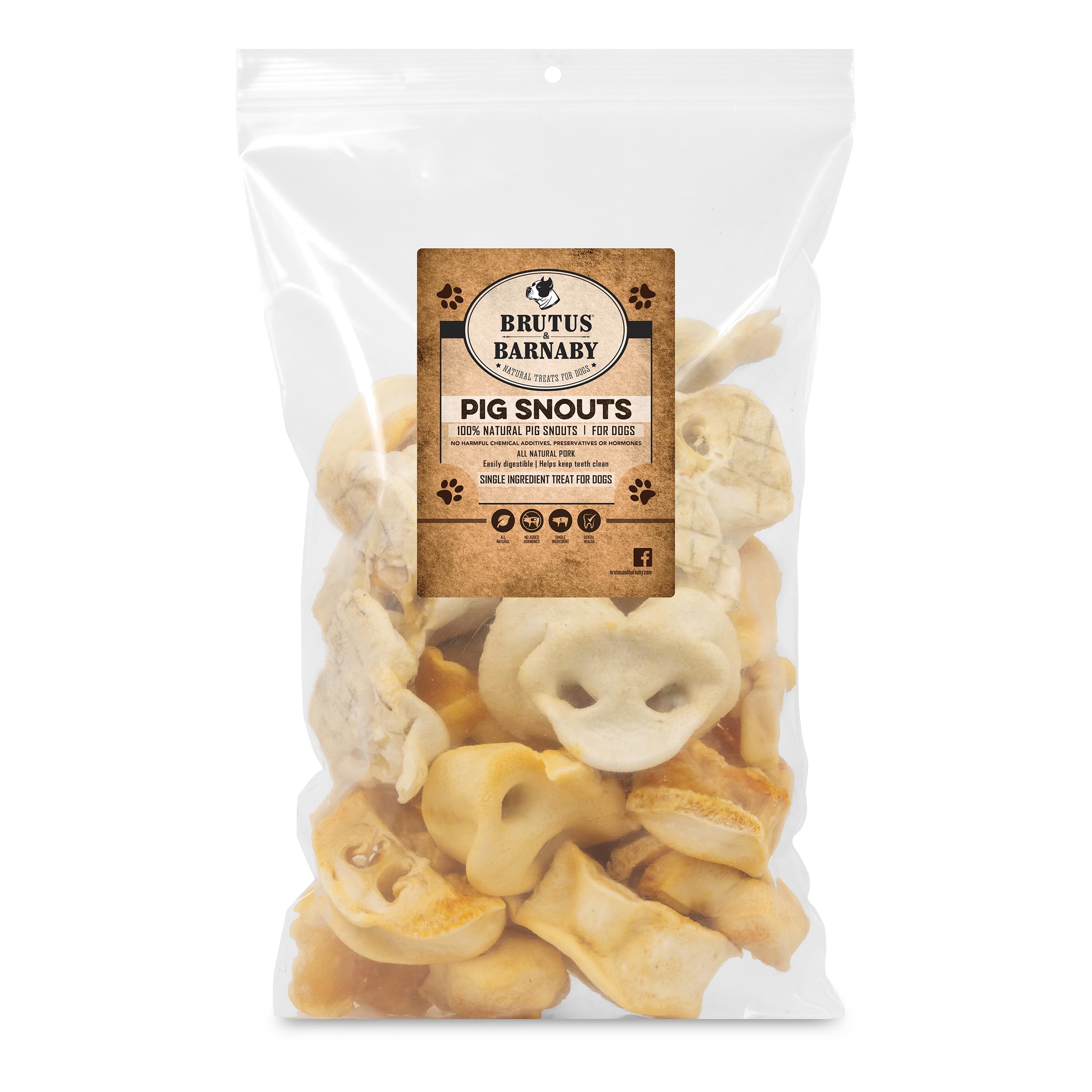 BRUTUS & BARNABY Pig Snout Dog Treat - 100% Natural - Our Healthy Pig Snouts for Dogs are Easy to Digest, Chemical & Hormone Free, Thick & Hearty Chew, Great for Small Or Large Dogs