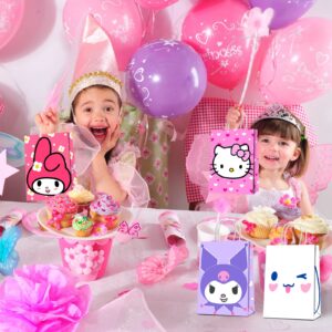 16 Pack Cat Melody Cute Lovely Kawai Animal Figure Characters Party Favor Gift Goody Candy Treat Bags with Handle for Girls Boys Kids Adults Birthday Baby Shower Party Favors Supplies Decorations