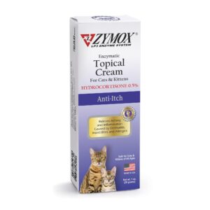 zymox enzymatic anti-itch topical cream with 0.5% hydrocortisone for cats & kittens, 1 oz. – multi-purpose cream for hot spots, itchiness, rashes, skin irritation, allergies & insect bites