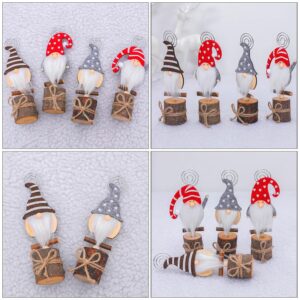 FOMIYES Christmas Decor 6pcs Christmas Gnomes Photo Holders, Christmas Table Number Place Holders, Wooden Base Name Cards Stands, Notepads Stand for Christmas Party Favors Wood Decor