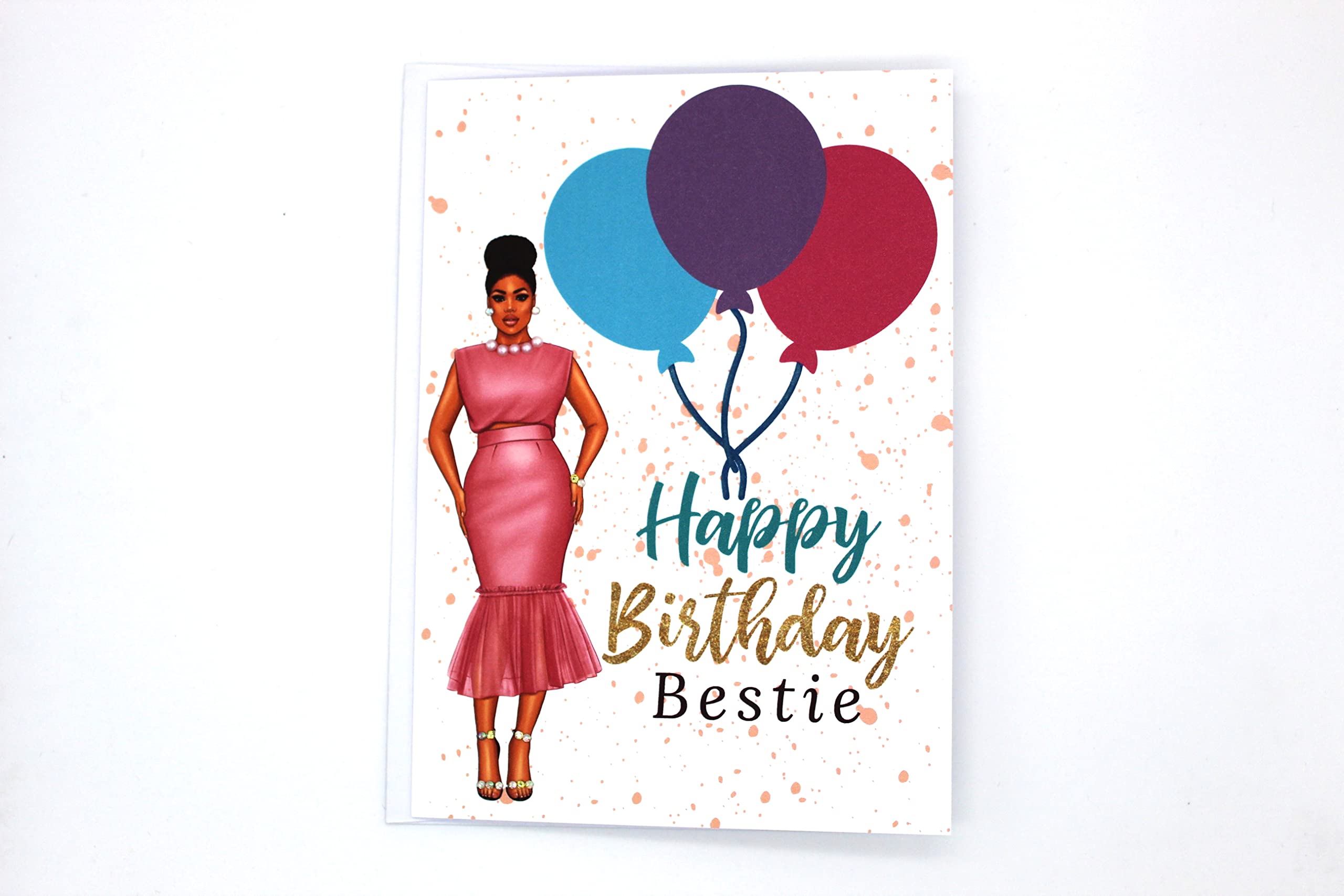 Simply Created African American Birthday Cards with Bling (Pink I)