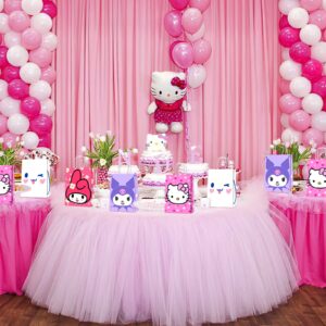 16 Pack Cat Melody Cute Lovely Kawai Animal Figure Characters Party Favor Gift Goody Candy Treat Bags with Handle for Girls Boys Kids Adults Birthday Baby Shower Party Favors Supplies Decorations