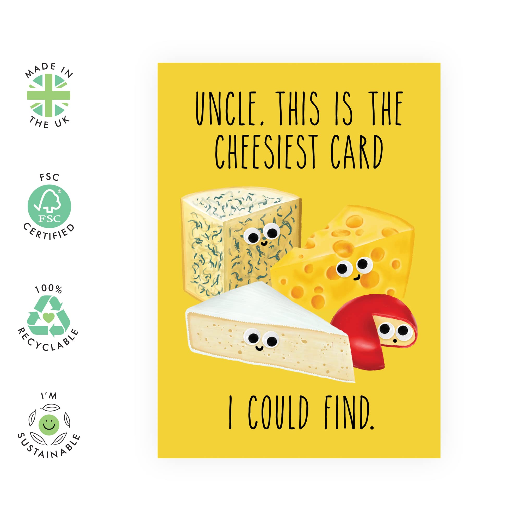 CENTRAL 23 Uncle Birthday Card Adult - Cheesiest Uncle Card - Funny Gifts For Men - Thank You, Retirement Appreciation, Congrats Cards for Uncle - Fathers Day Card - Comes With Stickers - Made In UK