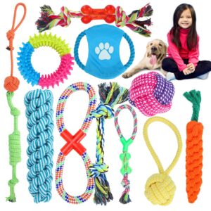 dog toys for aggressive chewers keep your pet busy indestructible tough dog toys with 12 pieces interactive dog rope toys for playing teething chew toys for boredom