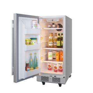 Avallon AFR152SSODLH 15 Inch Wide 3.3 Cu. Ft. Outdoor Compact Refrigerator with LED Lighting and Left Swing Door