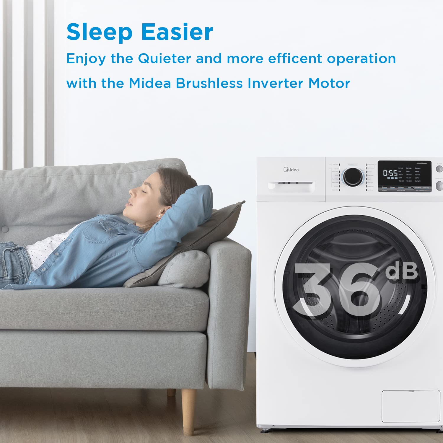 Midea MLH25N7BWW Compact Front-Load Machine, 24" Energy & Space-Saving Washer, Steam Care and Cold Wash Stackable Laundry, for Family Daily use, 2.5 Cu.ft, White