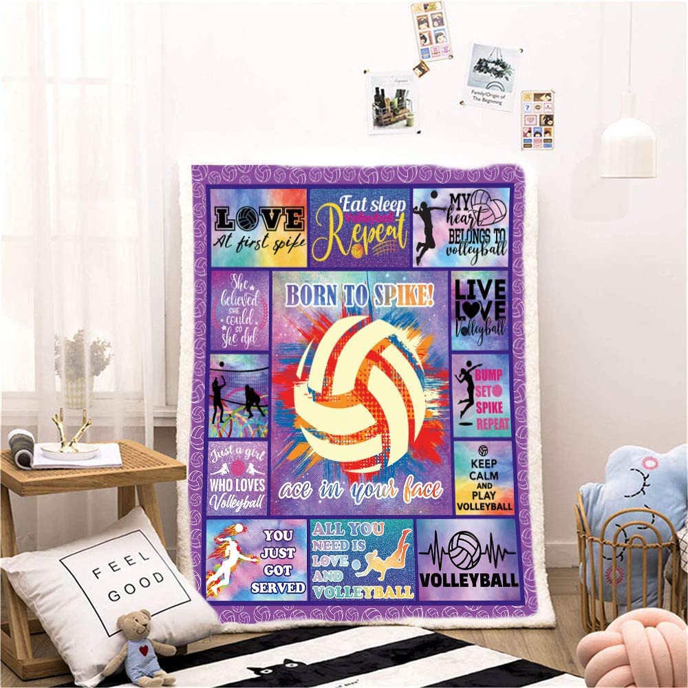 CYREKUD Volleyball Blanket,Volleyball Gifts for Teen Girls Throw Blanket,Volleyball Gifts for Team Blanket Lightweight Soft Warm Cozy Fuzzy Throws Blankets for Office Home Bedroom Sofa 50"x 60"