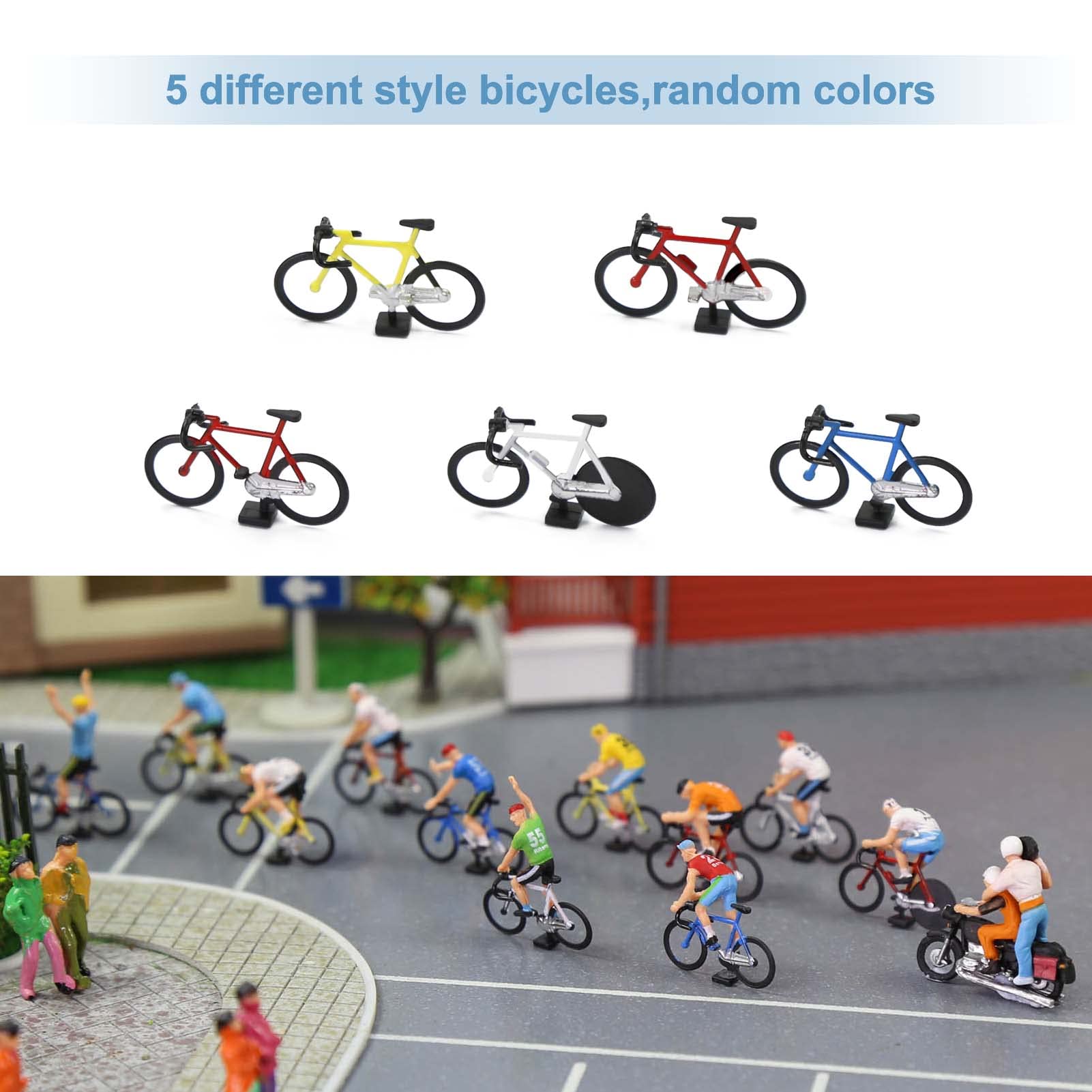 Evemodel P8722 Model Cycling Scene HO Scale 1:87 Cyclist Photographer 15 Poses Bike Motorcycle