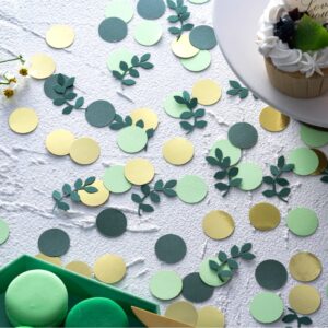 Gold and Green Eucalyptus Confetti Green Branches Confetti Table Decoration for Graduation Birthday Jungle Theme Party, 200 Counts