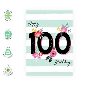 CENTRAL 23 100th Birthday Card for Women - Centennial Birthday Cards for Mom - Age One Hundred - Grandma Birthday Card 100 Year Old - Comes With Fun Stickers - Made In UK