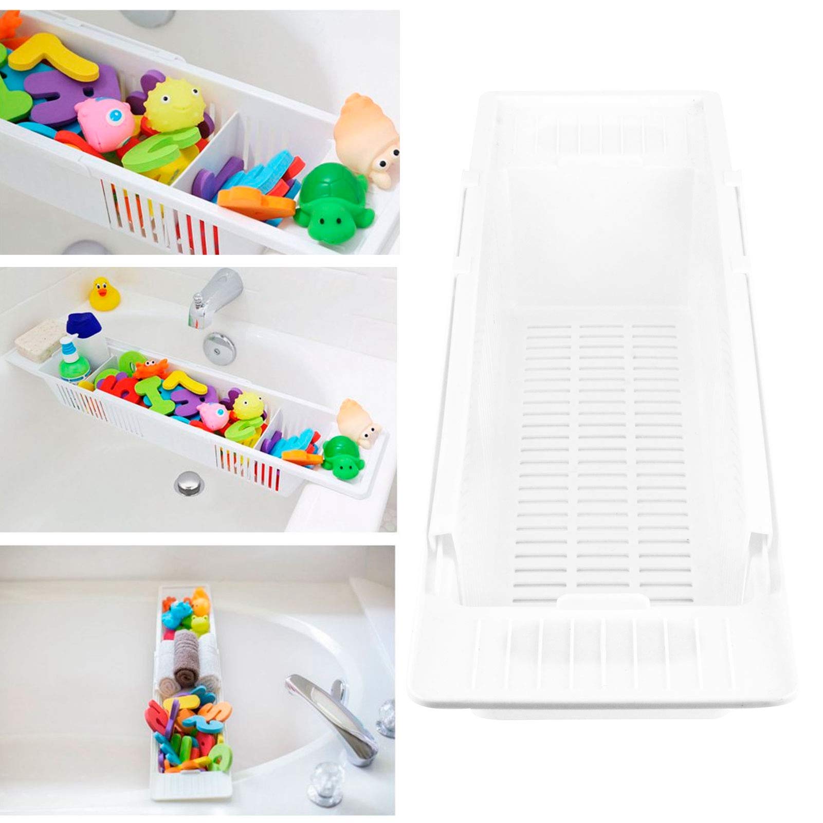 Bathtub Shelf, AntiRust PP Retractable Multifunctional Bathtub Caddy Tray, Adjustable Proof Bathroom for Bathtub Shampoo