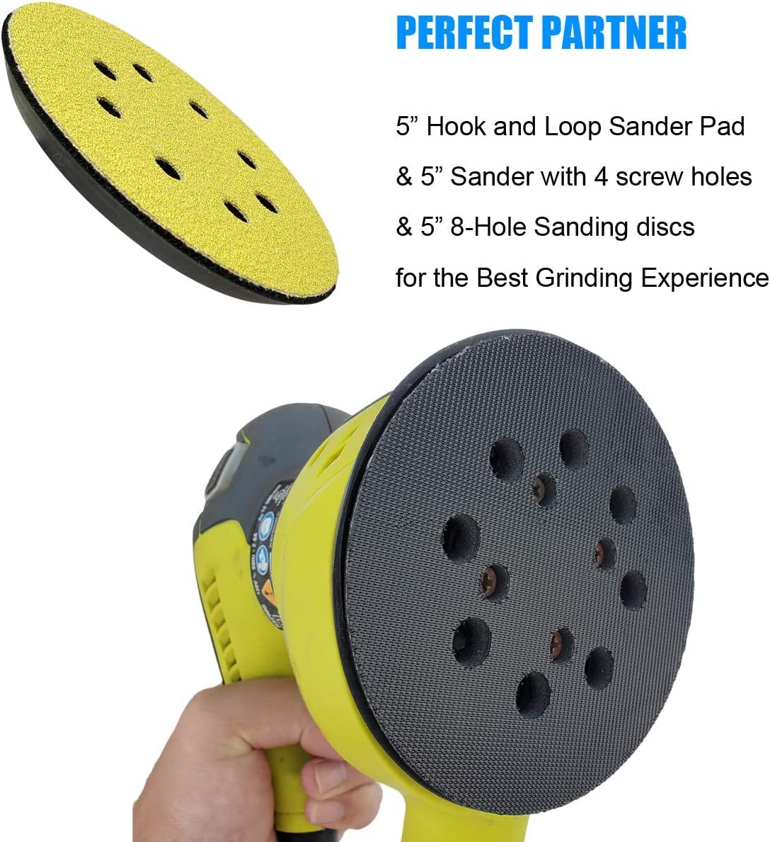 2 Pack 5" Hook and Loop Replacement Sander Pad for Ryobi RS290, RS241, RS240, RS280/RS280VS, RS281VS, P411 Random Orbit Sander