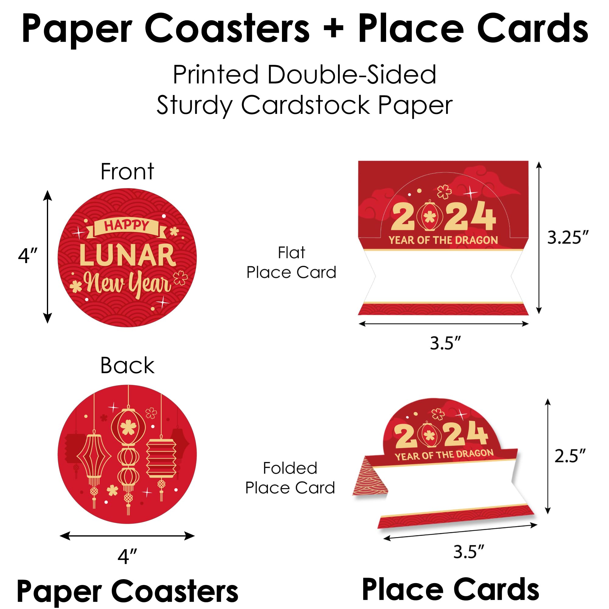 Big Dot of Happiness Lunar New Year - 2024 Year of the Dragon Paper Charger and Table Decorations - Chargerific Kit - Place Setting for 8