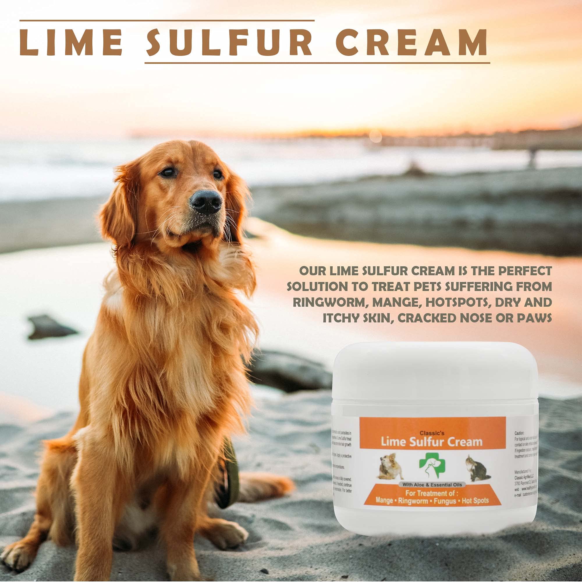 Healthy Paw Life Lime Sulfur Pet Skin Cream (4 oz) - Pet Care for Itchy and Dry Skin - Safe Solution for Dog, Cat, Puppy, Kitten, Horse