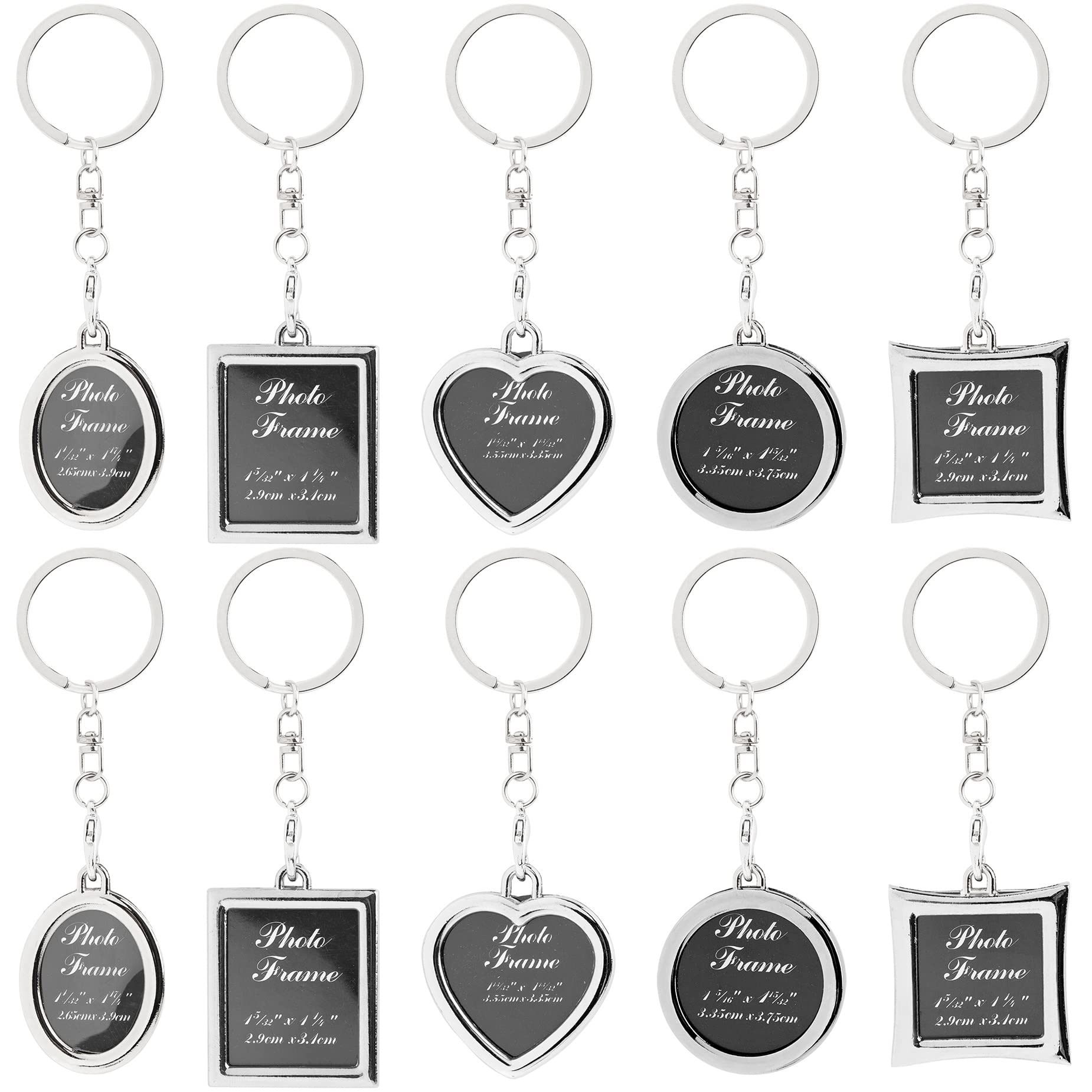 Framendino, 10 Pack Mini Photo Keychain Set Metal Frame Keychain Pictures Holder Detachable Key Chains DIY Photos Key Ring Pack Locket Photo Frame Key Rings for Wedding Birthday Gift