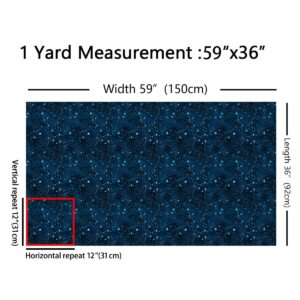 Galaxy Upholstery Fabric by The Yard, Outer Space Starry Sky Indoor Outdoor Fabric by The Yard, Universe Sparkle Stars Decorative Fabric for Upholstery and Home DIY Sewing Projects, 1 Yard, Blue