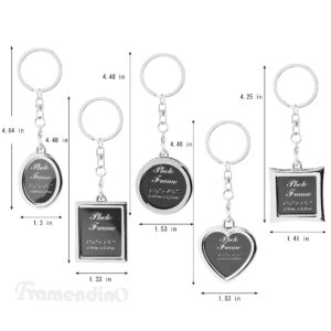 Framendino, 10 Pack Mini Photo Keychain Set Metal Frame Keychain Pictures Holder Detachable Key Chains DIY Photos Key Ring Pack Locket Photo Frame Key Rings for Wedding Birthday Gift