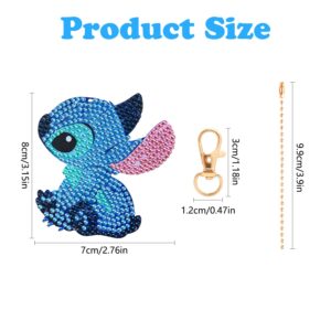 5 Pack Stitch Diamond Painting Kits Keychains,DIY 5D Full Drill Special Shape Rhinestone Painting Kit for Kids Beginners Adults,Stitch Paint by Number Diamond Dots Art Key Chain Gems Art Craft