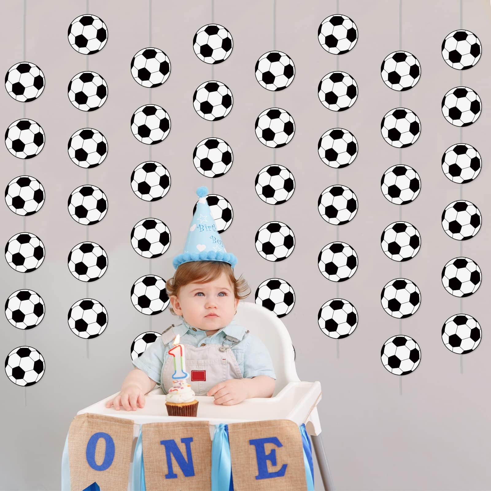 8 Packs Soccer Party Banners Soccer Garland Kit Soccer Hanging Swirl Soccer Party Supplies Decorations Soccer Ball Paper Cutouts for Birthday Party Home Classroom Favor Supplies Decor