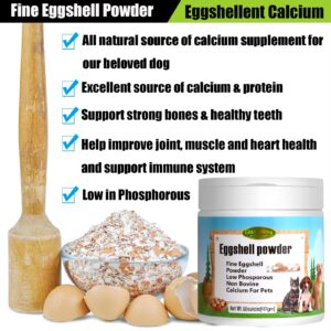 Eggshell Powder 6.6 oz - Eggshellent Calcium for Dogs and Cats, Fine Eggshell Powder Calcium Supplement for Dogs and Cats, Promotes Healthy Bones, Teeth, Joint, and Muscle Contraction in Pets