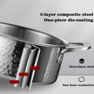 Detachable Hotpot Shabu Hot Pot - Mini Stainless Steel Hammered Chafing Dish w/Stand - Personal Stock Pot Cookware