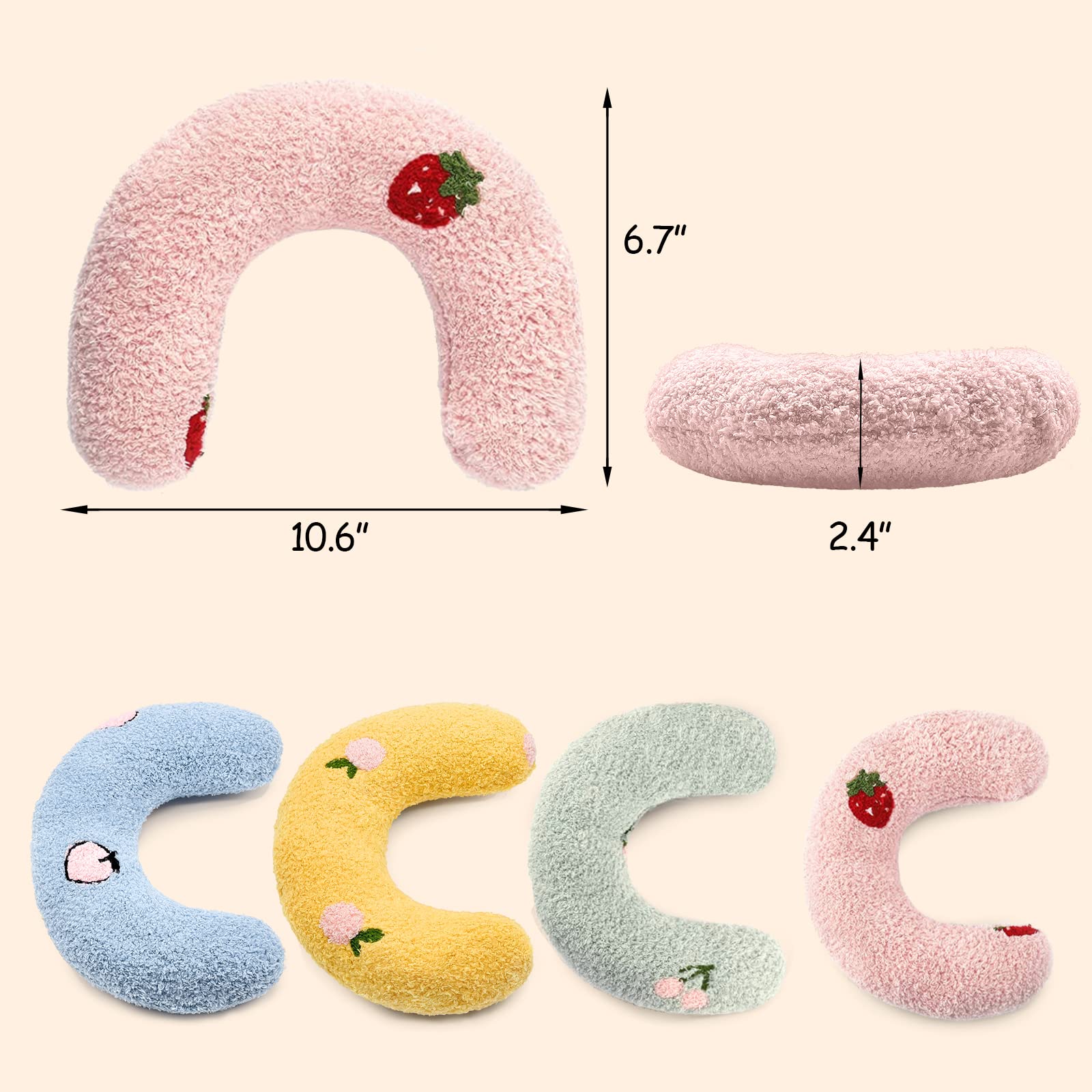 ucho Pillow for Cats, Ultra Soft Fluffy Pet Calming Toy Half Donut Cuddler, U-Shaped Pillow for Pet Cervical Protection Sleeping Improve- Pink