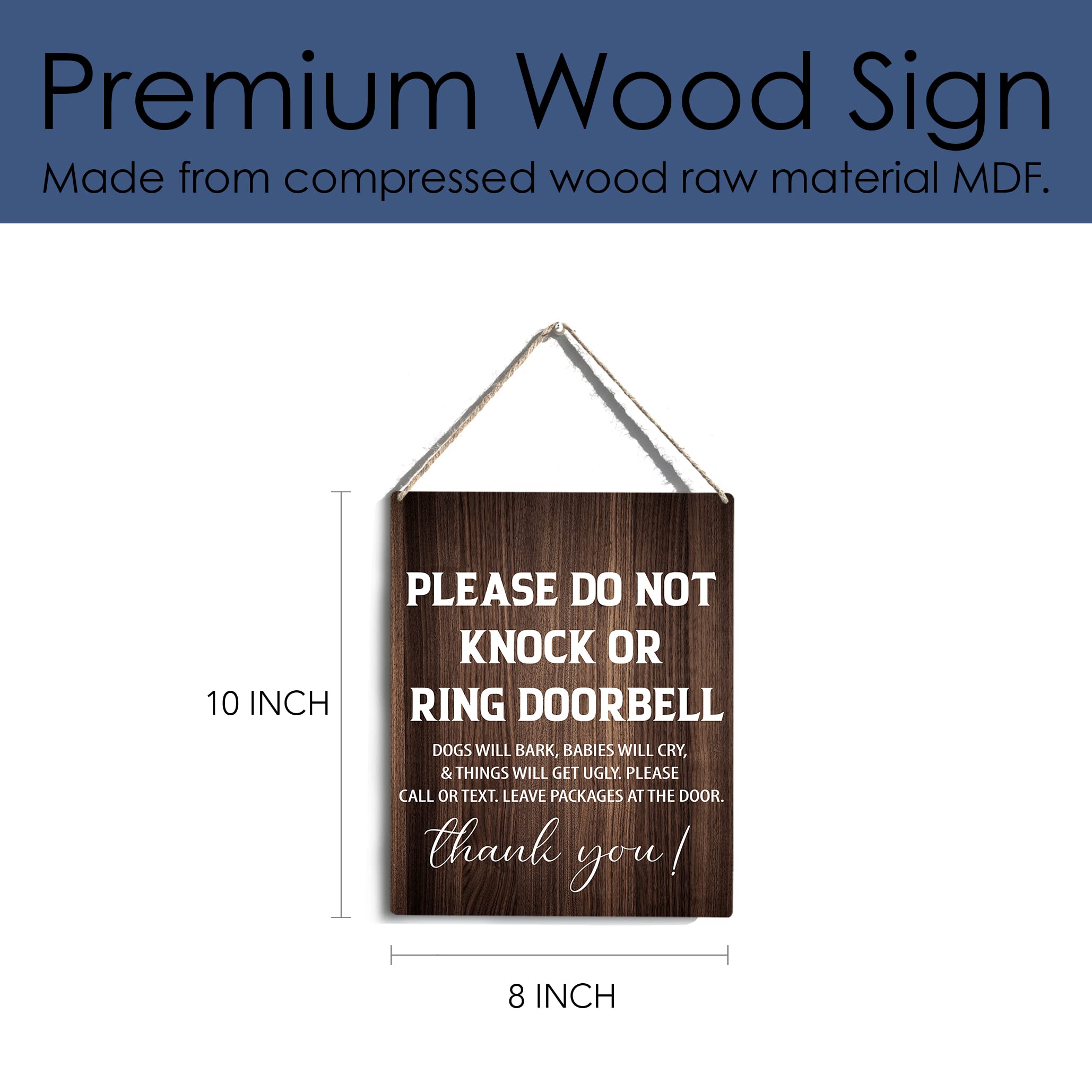 No Soliciting Sign for House Please Do Not Knock Or Ring Doorbell Ring Doorbell Wooden Hanging Sign No Soliciting Signs for Home No Soliciting Yard Sign for Door 10x8 Inches