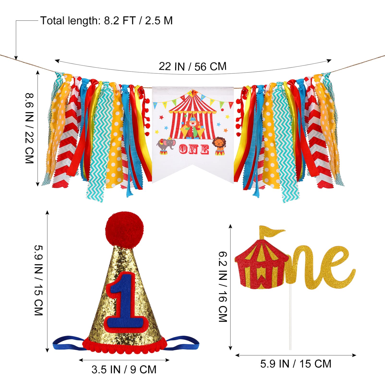 Circus Decorations 3Pcs 1st Birthday Decorations Carnival Theme High Chair Banner Birthday Party Hats Circus Circus Carnival Theme Party Decorations for Baby Shower Girl Beanie