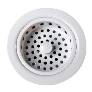 Westbrass CO2165S-50 Combo Pack 3-1/2" Post Style Large Kitchen Sink Waste Disposal Drain Flange with Basket Strainer, 1-Pack, Powder Coate White