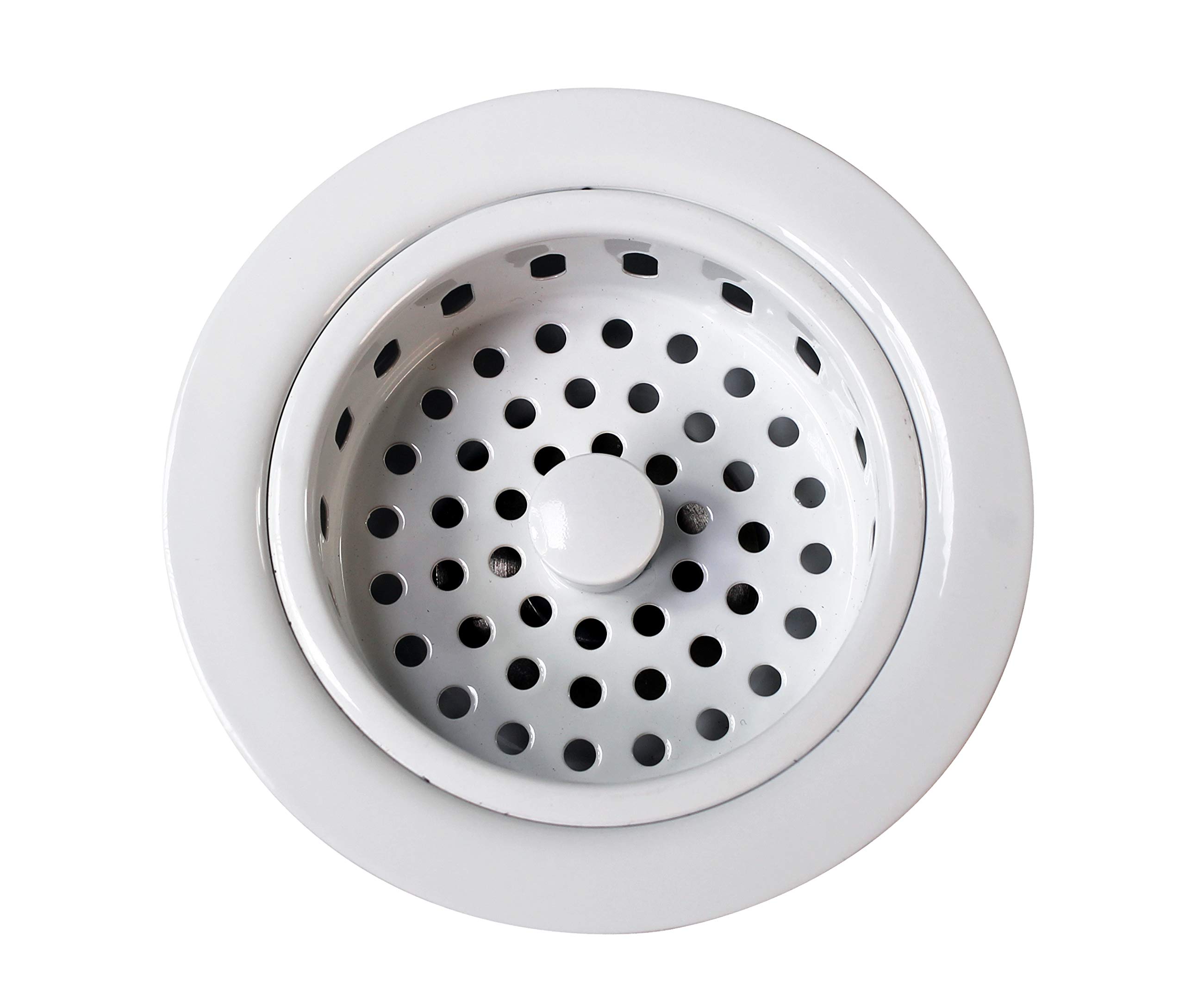 Westbrass CO2165S-50 Combo Pack 3-1/2" Post Style Large Kitchen Sink Waste Disposal Drain Flange with Basket Strainer, 1-Pack, Powder Coate White