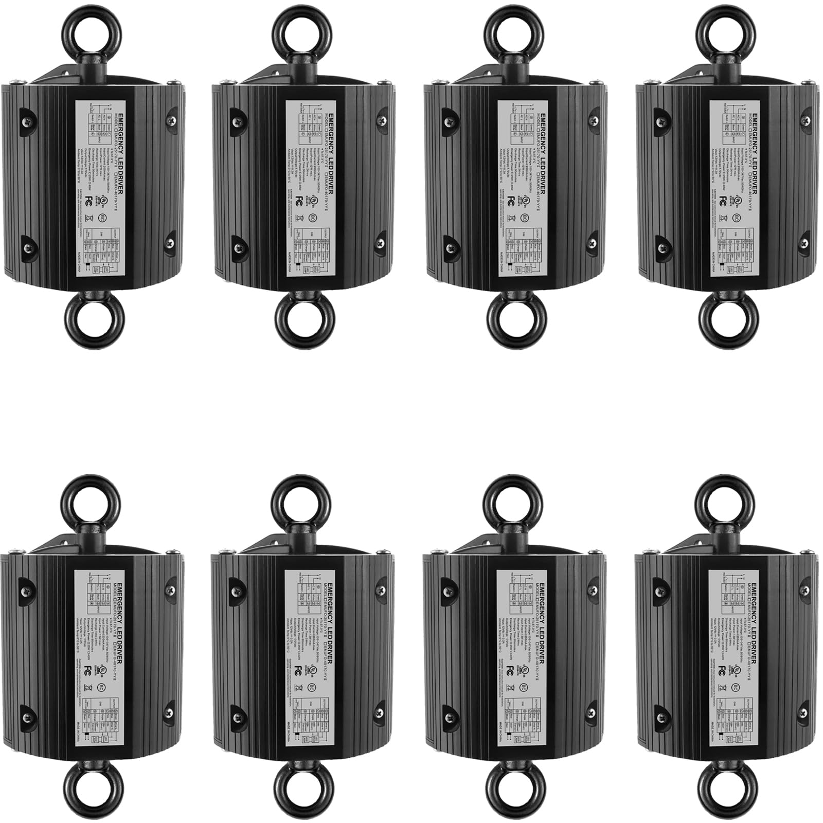 40W LED Emergency Driver for UFO LED High Bay Light, 0-10V Dimmable LED Emergency Backup Battery, Emergency Time 90 Minutes, Input AC 100-347V Output DC 170V, UL Certified 5 Year Warranty (8 Pack)