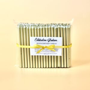 100 tall gold birthday candles perfect for milestone birthday cakes and decoarations, 3.25 inches -100 pack