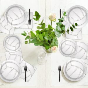 Wiooffen 96pcs Volleyball Birthday Party Supplies Sports Paper Plates Napkins Set Disposable Tableware Kit Sports Theme Party Baby Shower Decorations Favors for Boy, Serve 24