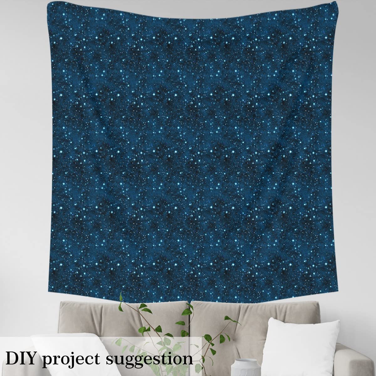 Galaxy Upholstery Fabric by The Yard, Outer Space Starry Sky Indoor Outdoor Fabric by The Yard, Universe Sparkle Stars Decorative Fabric for Upholstery and Home DIY Sewing Projects, 1 Yard, Blue