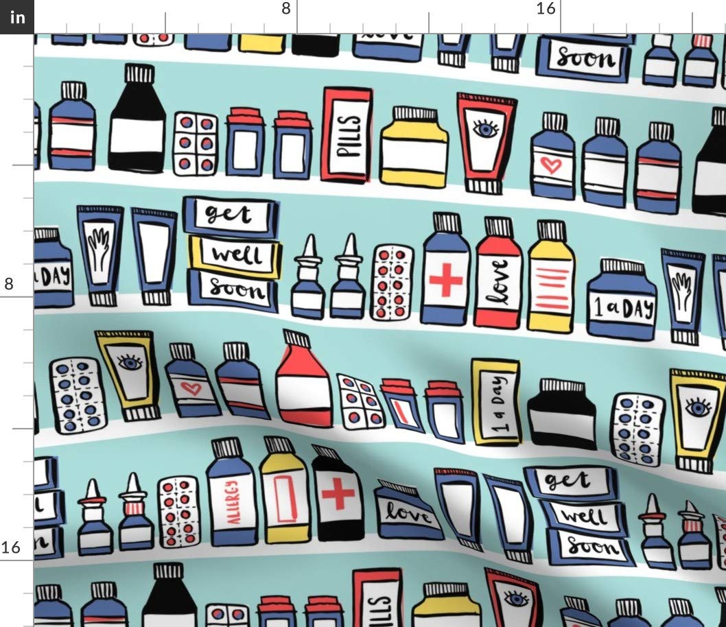 Spoonflower Fabric - Medicine Medical Pills Doctor Printed on Petal Signature Cotton Fabric Fat Quarter - Sewing Quilting Apparel Crafts Decor