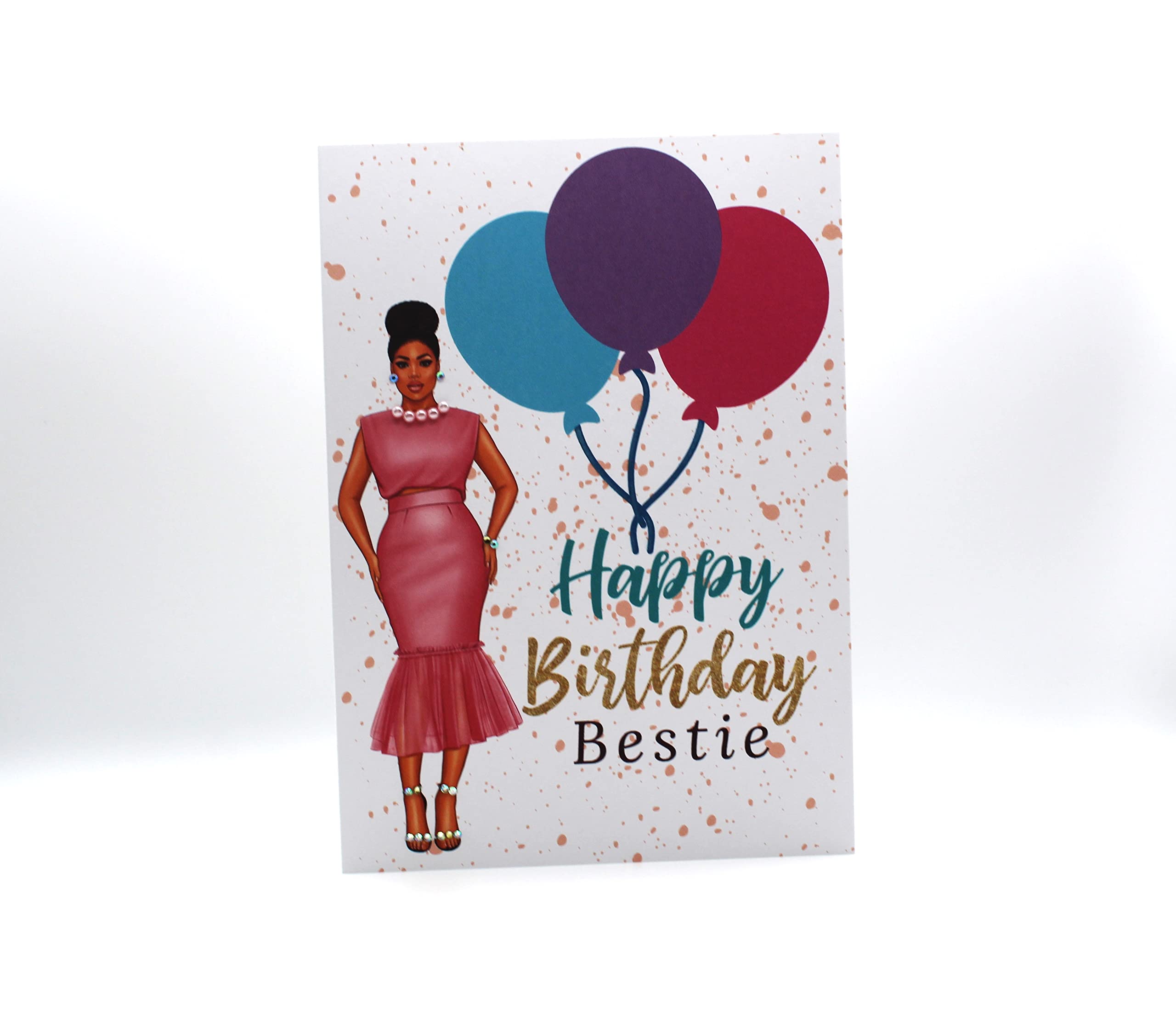 Simply Created African American Birthday Cards with Bling (Pink I)