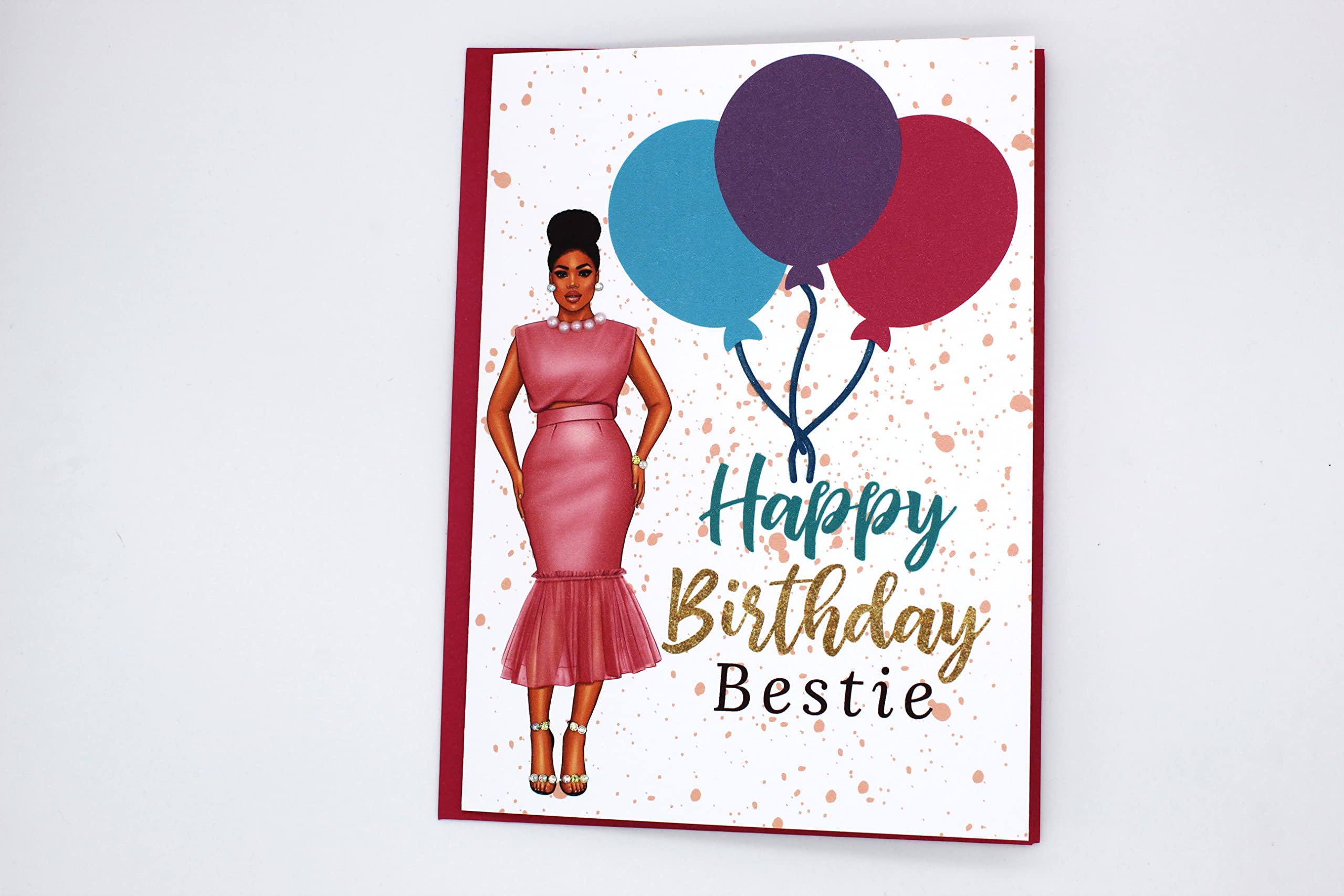 Simply Created African American Birthday Cards with Bling (Pink I)