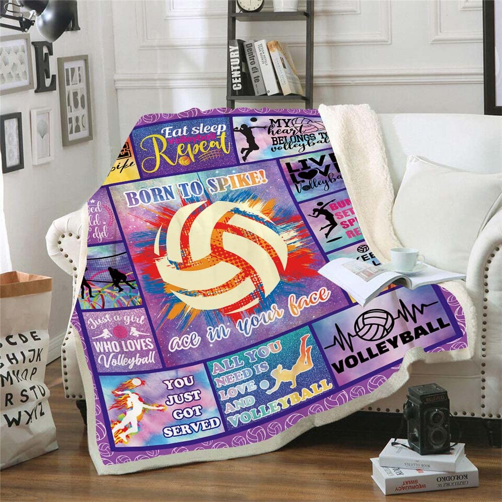 CYREKUD Volleyball Blanket,Volleyball Gifts for Teen Girls Throw Blanket,Volleyball Gifts for Team Blanket Lightweight Soft Warm Cozy Fuzzy Throws Blankets for Office Home Bedroom Sofa 50"x 60"