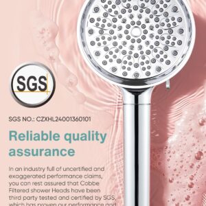 Cobbe Filtered Shower Head with Handheld, High Pressure 6 Spray Mode Showerhead with Filters, Water Softener Filters Beads for Hard Water - Remove Chlorine - Reduces Dry Itchy Skin, Chrome